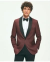 Brooks Brothers Black Fleece Satin Shawl Collar Dinner Jacket In Silk Hopsack In Dark Red