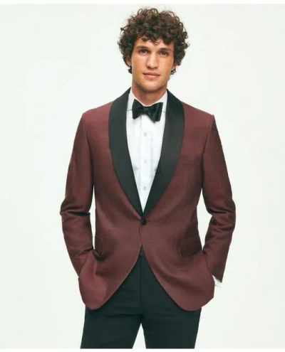 Brooks Brothers Black Fleece Satin Shawl Collar Dinner Jacket In Silk Hopsack In Dark Red