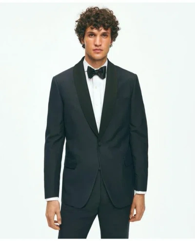 Brooks Brothers Black Fleece Shawl Collar Tuxedo In Silk-linen In Navy
