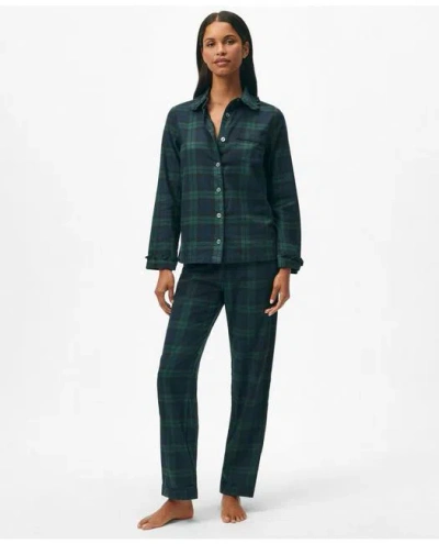 Brooks Brothers Black Watch Flannel Pajamas In Navy/green