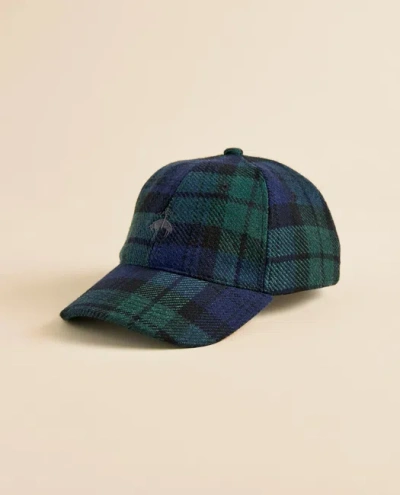 Brooks Brothers Black Watch Tartan & Leather Trim Baseball Cap In Multi