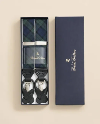 Brooks Brothers Black Watch Tartan Suspenders Shoes In Blue
