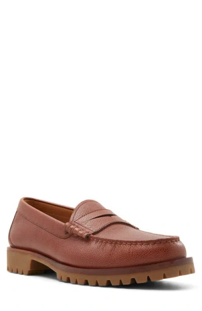 Brooks Brothers Leather Penny Loafer With Lug Sole In Brown