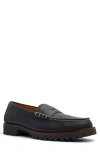 Brooks Brothers Bleecker Lug Sole Penny Loafer In Open Black