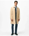Brooks Brothers Bonded Cotton Top Coat With Removable Liner In Black Watch In Light Beige