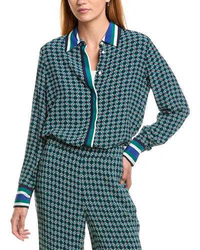 Brooks Brothers Border Print Blouse In Green