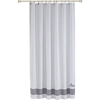 Brooks Brothers Border Shower Curtain In White