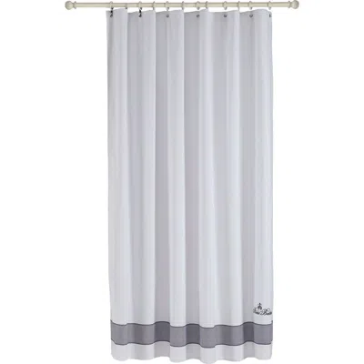 Brooks Brothers Border Shower Curtain In Anthracite