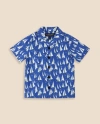 Brooks Brothers Kids' Sailboat Print Camp Shirt In Blue