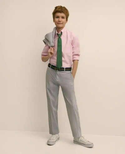 Brooks Brothers Kids'  Boys Junior Stretch Cotton Seersucker Suit Pants In Pink