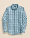 Brooks Brothers Boys Non-iron Broadcloth Polo Button-down Collar Check Sport Shirt In Blue