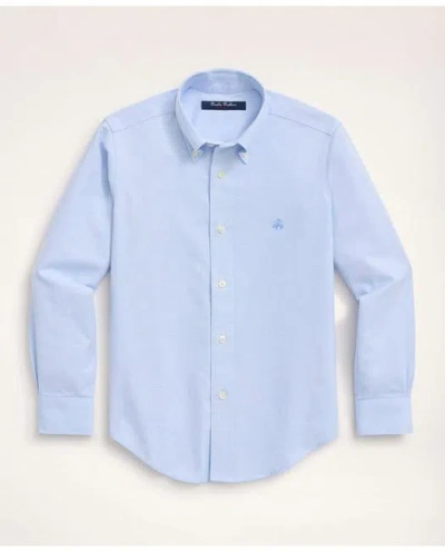 Brooks Brothers Kids'  Boys Non-iron Stretch Cotton Oxford Sport Shirt In Light Blue
