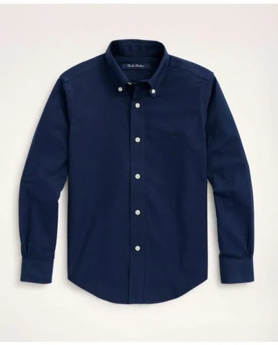 Brooks Brothers Kids'  Boys Non-iron Stretch Cotton Oxford Sport Shirt In Navy