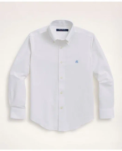 Brooks Brothers Kids'  Boys Non-iron Stretch Cotton Oxford Sport Shirt In White