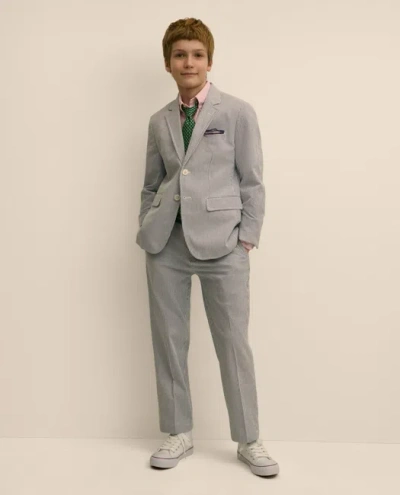 Brooks Brothers Kids'  Boys Prep Stretch Cotton Seersucker Suit Pants In Gray