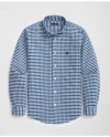 Brooks Brothers Boys Stretch Cotton Non-iron Oxford Polo Button Down Collar Gingham Shirt In Blue