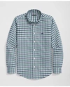 Brooks Brothers Kids'  Boys Stretch Cotton Non-iron Oxford Polo Button Down Collar Gingham Shirt In Green