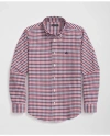 Brooks Brothers Kids'  Boys Stretch Cotton Non-iron Oxford Polo Button Down Collar Gingham Shirt In Red