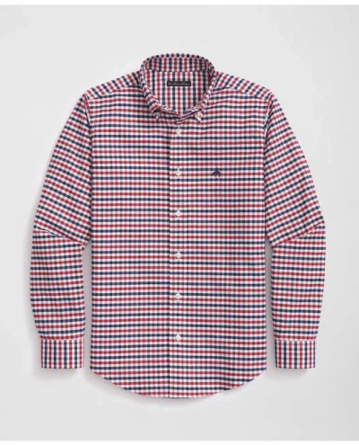 Brooks Brothers Boys Stretch Cotton Non-iron Oxford Polo Button Down Collar Gingham Shirt In Red