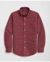 Brooks Brothers Boys Stretch Cotton Non-iron Oxford Polo Button Down Collar Stewart Shirt In Red