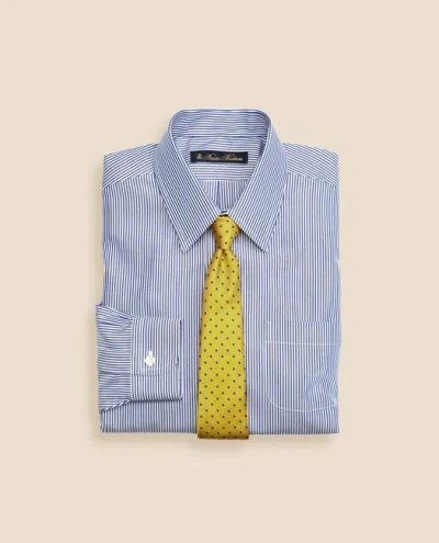 Brooks Brothers Kids'  Boys Supima Cotton Pinpoint Oxford Non-iron Forward Point Collar Stripe Dress Shirt In Blue