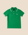Brooks Brothers Boys Tipped Stretch Cotton Pique Polo Shirt In Green