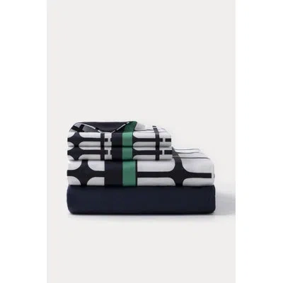 Brooks Brothers Broken Square 4 Piece 100% Cotton Guest Room Sheet Set Case Pack In Navy