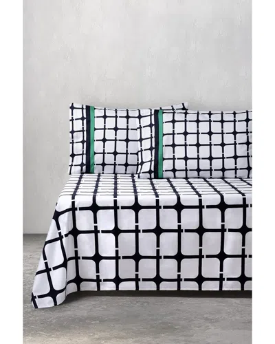 Brooks Brothers Broken Square Cotton Sateen Sheet Set In White