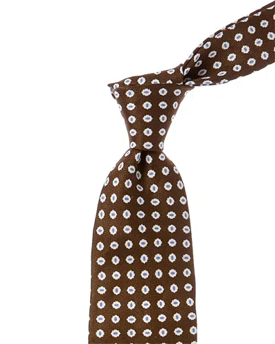Brooks Brothers Brown Tossed Flowers Linen & Silk-blend Tie