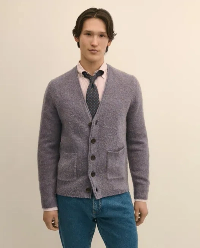 Brooks Brothers Brushed Wool Cardigan In Gray
