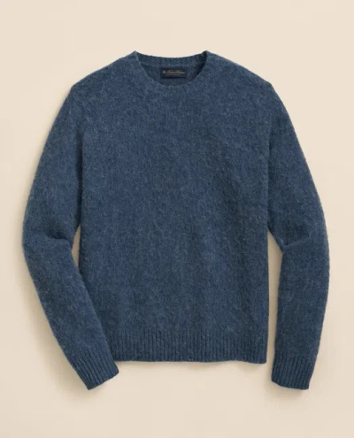 Brooks Brothers Brushed Wool Crewneck Sweater In Blue