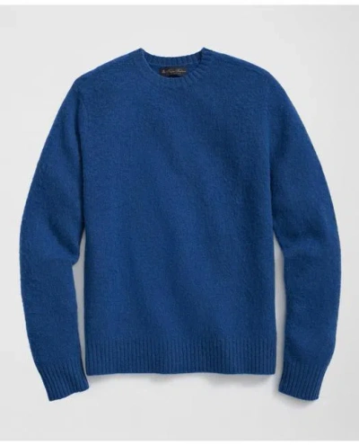 Brooks Brothers Brushed Wool Crewneck Sweater In Blue
