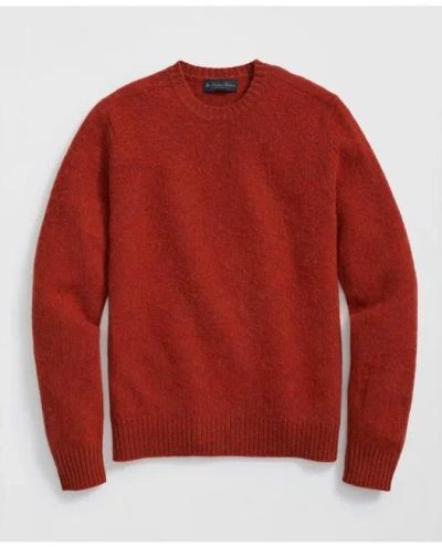 Brooks Brothers Brushed Wool Crewneck Sweater In Orange