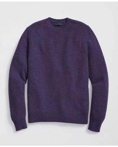 Brooks Brothers Brushed Wool Crewneck Sweater In Purple
