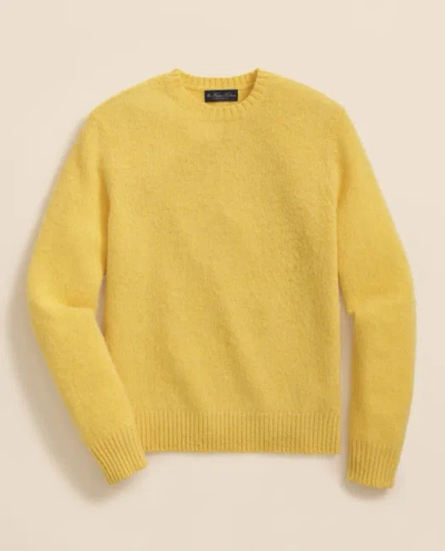 Brooks Brothers Brushed Wool Crewneck Sweater In Yellow