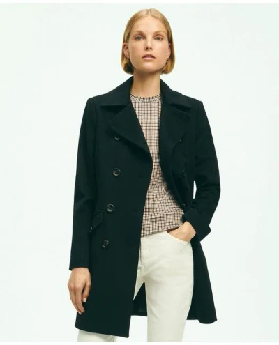 Brooks Brothers Brushed Wool Twill Peacoat In Black