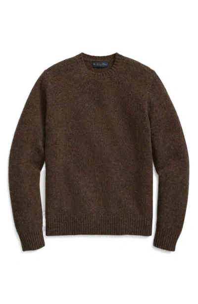Brooks Brothers Brushed Wool Sweater In Brown