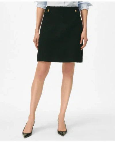 Brooks Brothers Button-tab Skirt In Boucle In Black