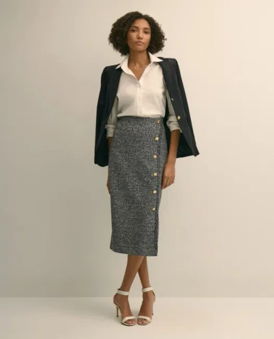 Brooks Brothers Buttoned Column Knit Skirt In Gray