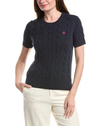 Brooks Brothers Cable Crewneck Sweater In Black