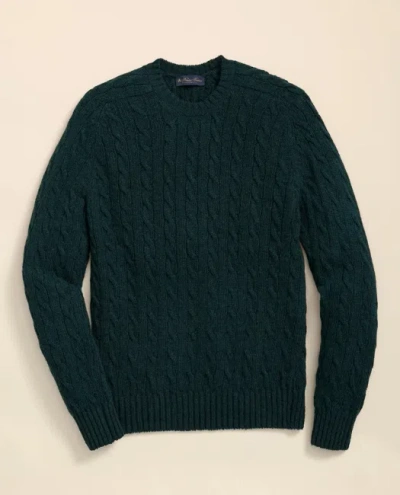 Brooks Brothers Cable Crewneck Sweater In Shetland Wool In Green