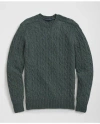 Brooks Brothers Cable Crewneck Sweater In Shetland Wool In Green