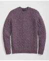 Brooks Brothers Cable Crewneck Sweater In Shetland Wool In Purple