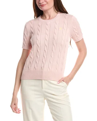 Brooks Brothers Cable Crewneck Sweater In Pink