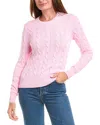 Brooks Brothers Supima Cotton Cable Crewneck Sweater In Pink