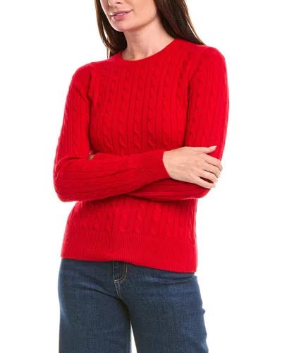 Brooks Brothers Cashmere Cable Crewneck Sweater In Red
