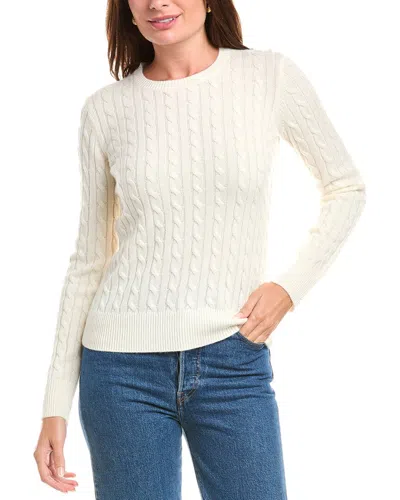 Brooks Brothers Supima Cotton Cable Crewneck Sweater In White