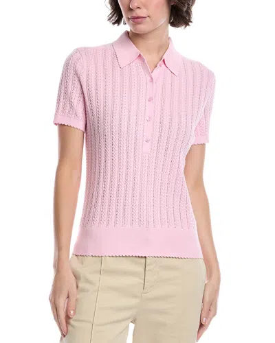 Brooks Brothers Cable Polo Sweater In Pink