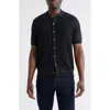 Brooks Brothers Cable Stitch Cotton Button-up Polo Sweater In Black