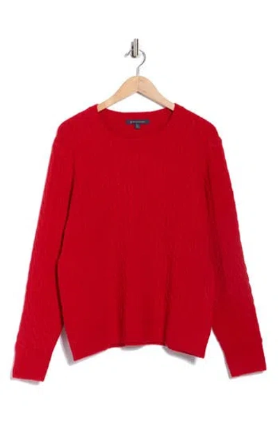Brooks Brothers Cashmere Cable Crewneck Sweater In Red